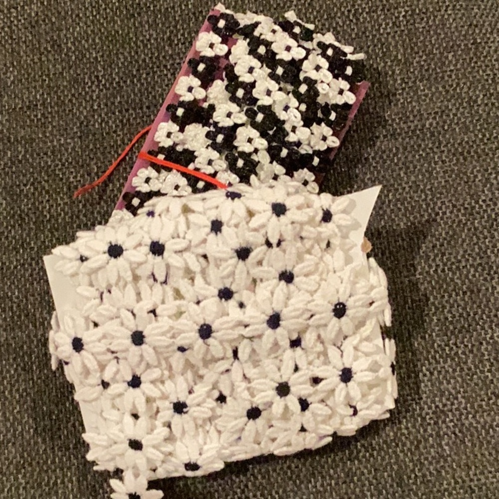 Black and White Floral sewing trim